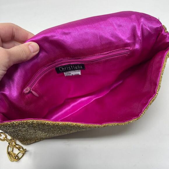 Christiana Vintage Evening Bag - Gold Beaded Shoulder Bag - Picture 4 of 6
